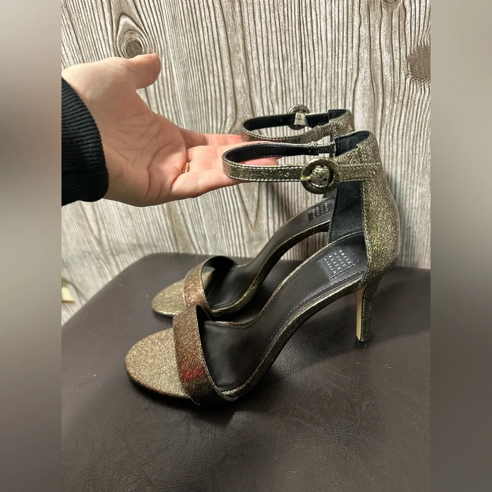 WHBM Antique Gold Strappy Sandal Sz 8